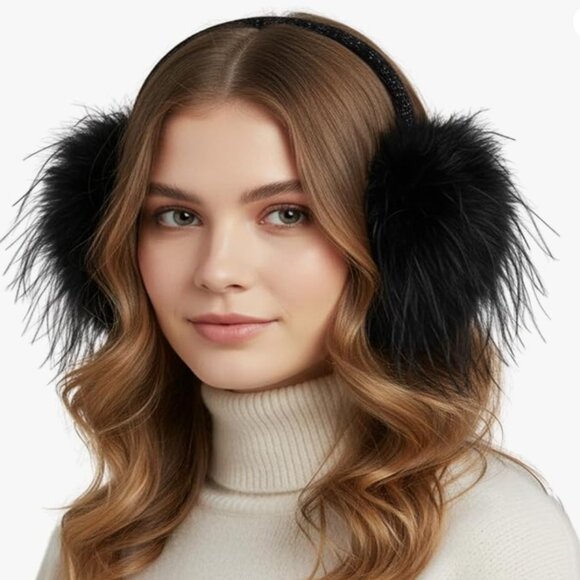 Winter Foldable Ear Muffs #Black #White main image 6